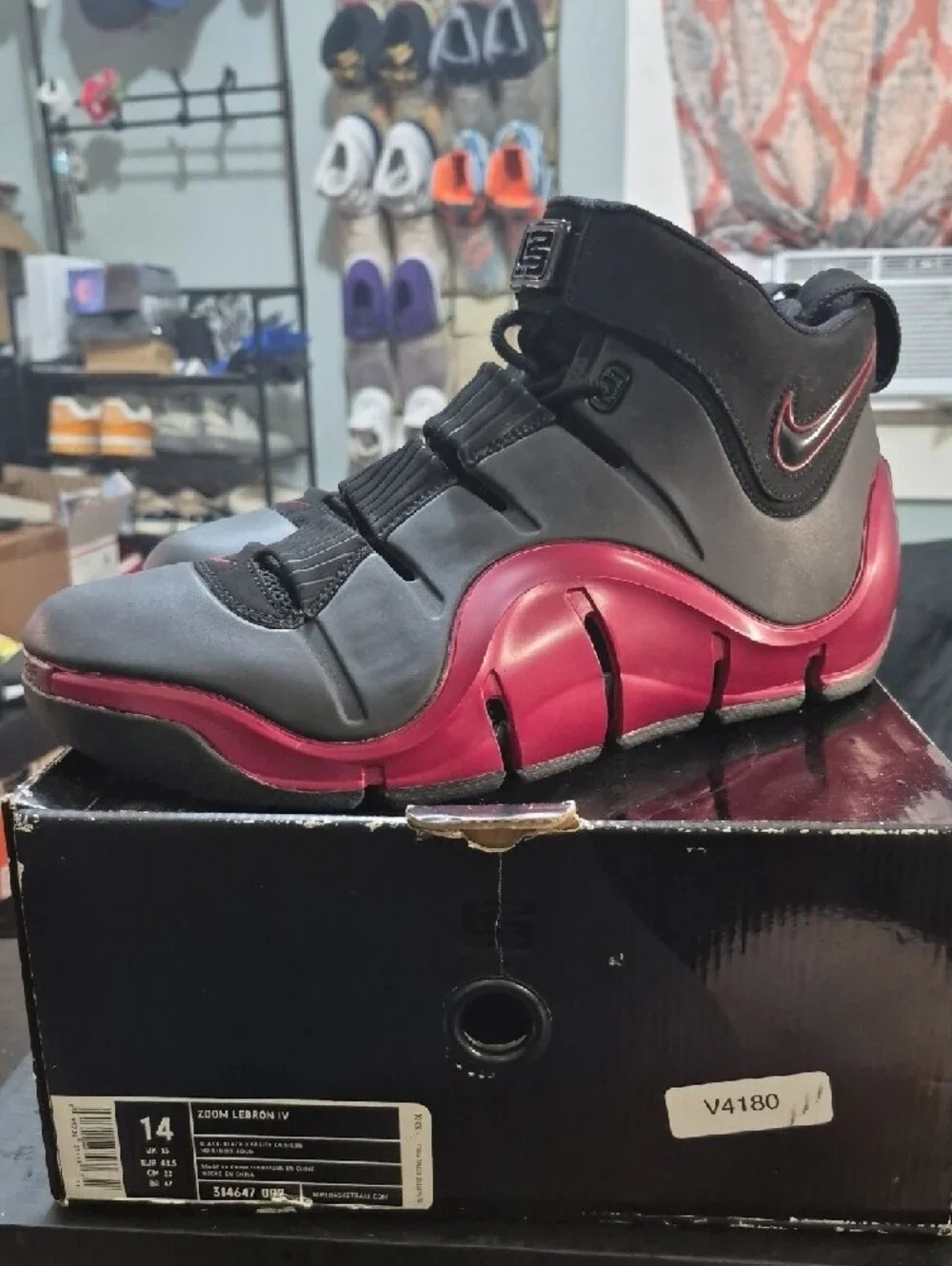 Nike Zoom LeBron 4 'Black Crimson' (2007) Mens 14 EUC W/OG BOX